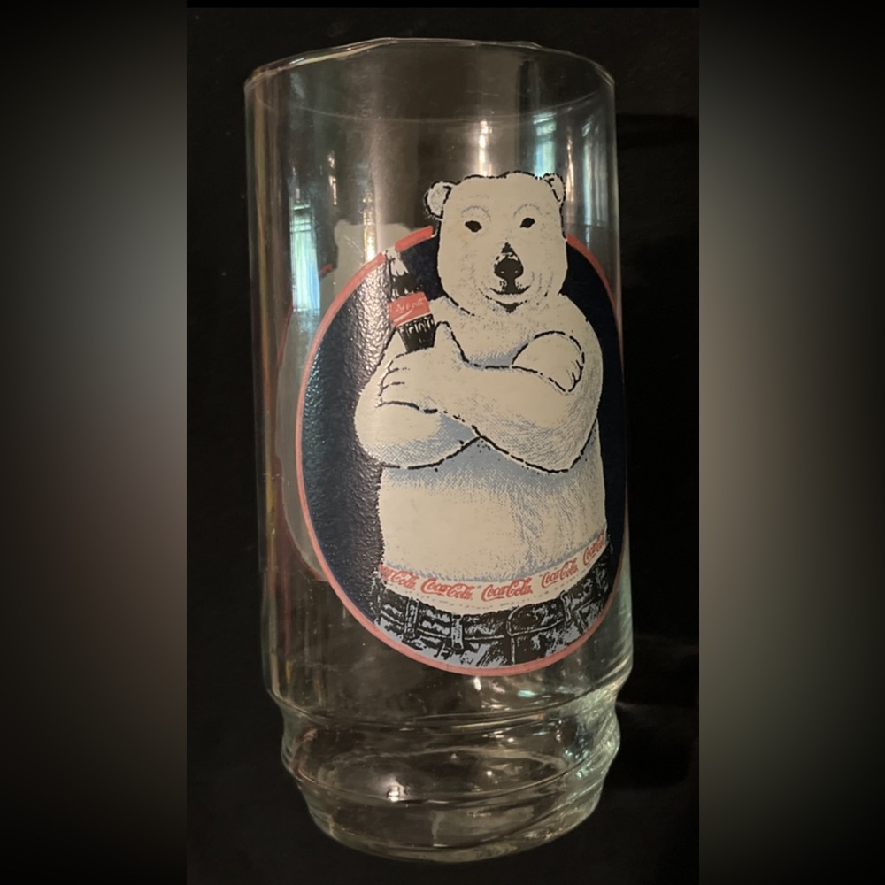 1997 Coca-Cola "Polar Bear With Attitude" Drinking Glasses 16 oz, clear glass